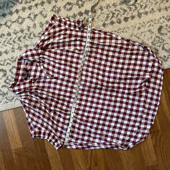 MADEWELL Central Shirt burgundy maroon Gingham Check Medium boxy blouse | XS, S - Picture 11 of 11